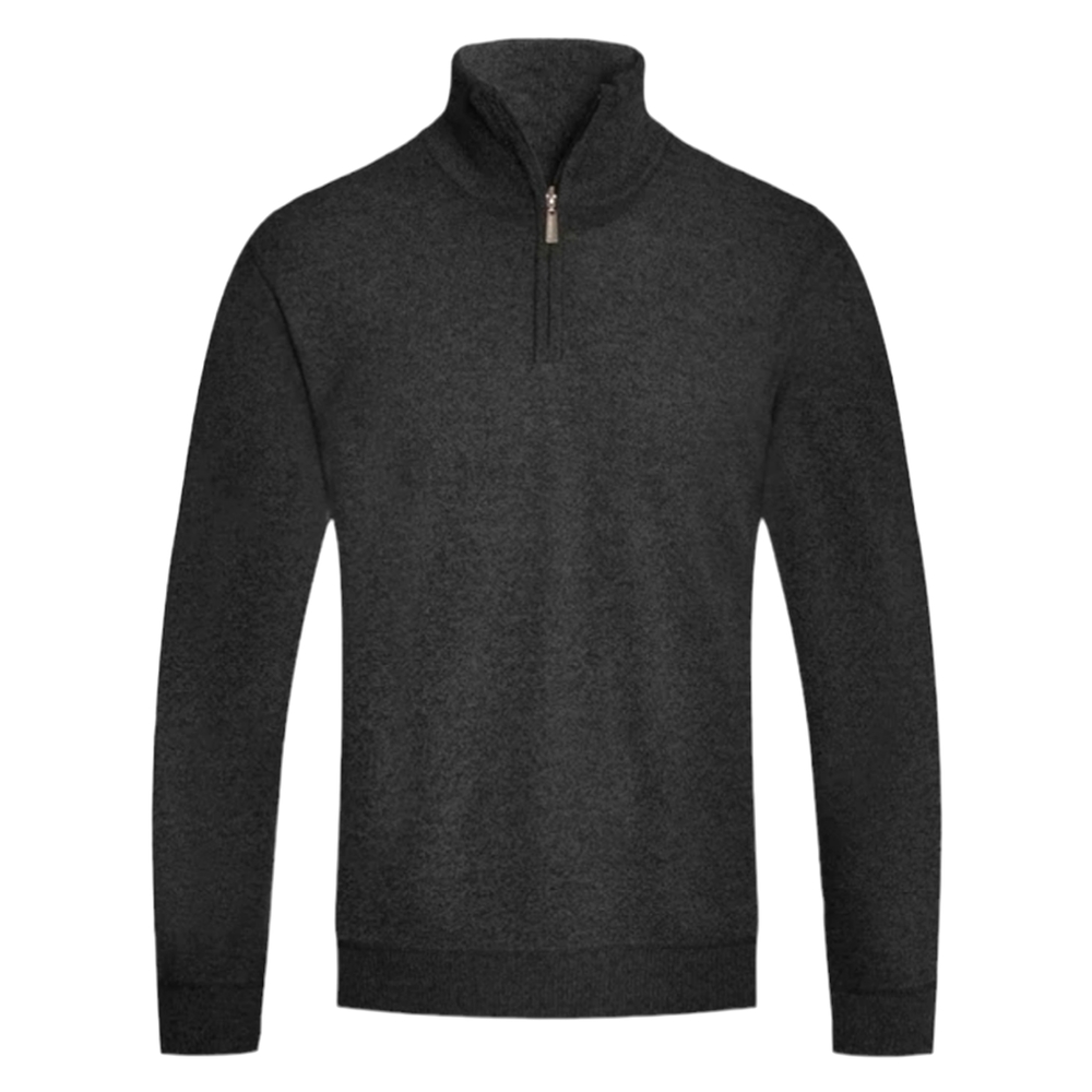 WEIV Men's Black Knit Quarter Zip Sweater